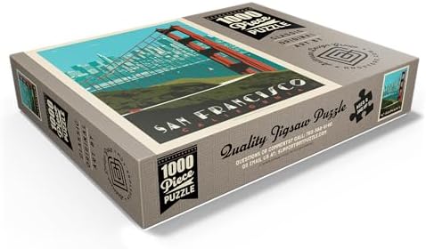 MyPuzzle San Francisco: Golden Gate Bridge Skyline, Vintage Poster - Premium 1000 Piece Jigsaw Puzzle for Adults