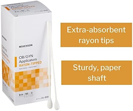 McKesson OB/GYN Applicators Rayon Tipped, Non-Sterile, 8 in, 50 Count, 1 Pack