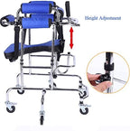 Walking Aids for Disabled People, Portable Stand Upright Walker with Height Adjustable Seat, for Kids Cerebral Palsy Disability Rehabilitation Training