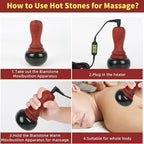 Hot Stones for Massage, Electric Body Massager with Temperature Control, Natural Bian Stone Gua Sha Scraping Massager for Home SPA Relaxation Treatment Pain Relief