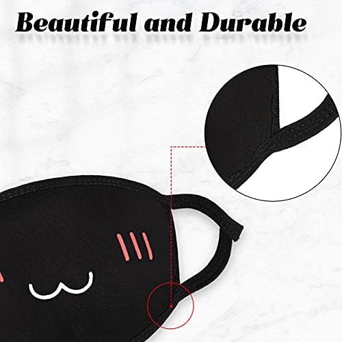 Zhanmai 10 Pieces Kawaii Mask Anime Face Mouth Mask Cute Mouth Covering Reusable Washable Mouth Mask, Black and White