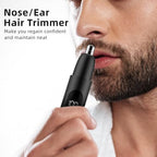 Smity Nose Hair Trimmer, Rechargeable Cordless Painless Ear Eyebrow Trimming Tool Dual Edge Blades Razor Easy Cleansing with LED Light for Man Woman (Black)