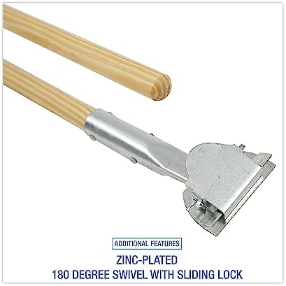 Boardwalk 1490 Clip-On Dust Mop Handle, Lacquered Wood, Swivel Head, 1-Inch Dia. x 60in Long