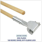 Boardwalk 1490 Clip-On Dust Mop Handle, Lacquered Wood, Swivel Head, 1-Inch Dia. x 60in Long