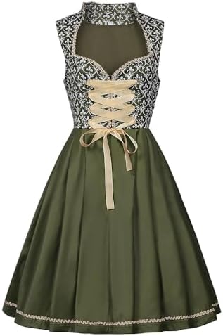 Oktoberfest Bavarian Dress Women's Dirndl Dress German Costume Plaid Maid Halloween Party Outfits