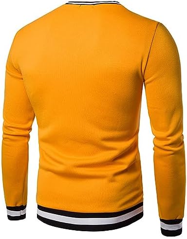 Mens Pullover V Neck Sweatshirt Fall Winter Slim Fit Sweat Shirts Casual Long Sleeve Knitted Jumper Ribbed Sweater