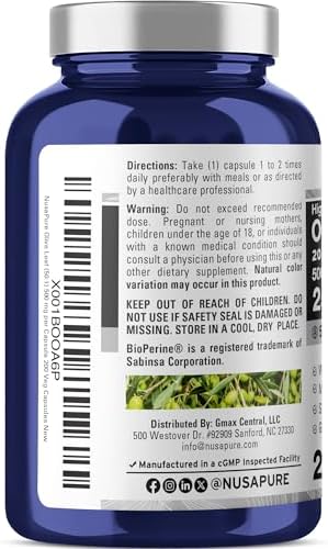 NusaPure Olive Leaf 20% Oleuropein 50:1 Extract, 500 mg Equivalent to 25,000 mg 200 Veg Caps Suitable for Vegetarians and Vegans, Non-GMO
