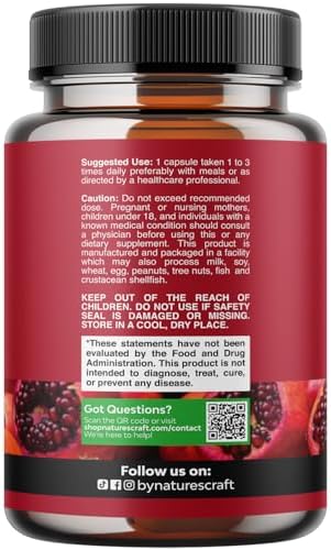 Pomegranate Extract Capsules Antioxidant Supplement - Natural Pomegranate Capsules for Heart Health Joint Support and Pre Workout for Men and Women - Nitric Oxide Supplement with Brain Health Vitamins