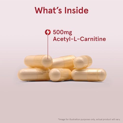 Jarrow Formulas Acetyl L-Carnitine Capsules - 500 mg - 60 Count - For Brain Health & Fatty Acid Metabolism - Vegetable Capsules - Non-GMO - Gluten Free