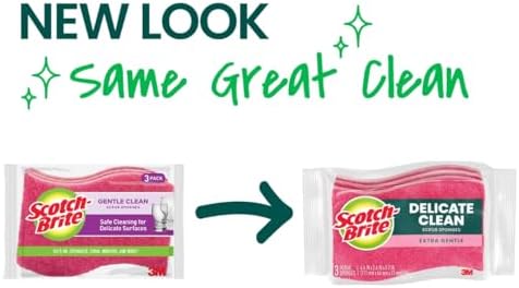 Scotch-Brite Gentle Clean Delicate Scrub Sponges, For Washing Dishes and Cleaning Kitchen, 3 Scrub Sponges