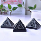 Black Obsidian Healing Crystal Pyramid,Natural Stone Pyramid for Meditation, Reiki Energy, Chakra Balancing,Energy Enhancement - Great Gift for Home Decor, Office Desk, and Spiritual Practices