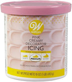 Wilton Vanilla Flavored Frosting, Creamy Decorator Icing, 16 oz (Pink, 16 oz)