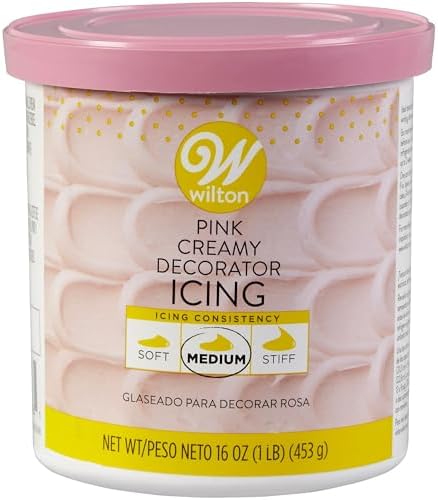 Wilton Vanilla Flavored Frosting, Creamy Decorator Icing, 16 oz (Pink, 16 oz)