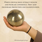 Wholesale Gem Shop Natural Quartz Pyrite 40-45 mm Ball Sphere Gemstone A+ Hand Carved Crystal Altar Healing Devotional Focus Spiritual Chakra Cleansing Metaphysical Gift for Men Women