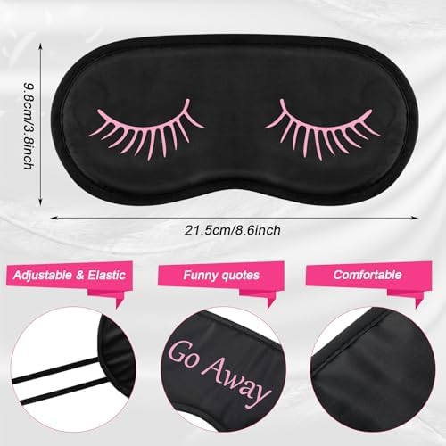 Eurzom 20 Pieces Funny Sleeping Eye Mask Bulk with Adjustable Strap Sleep Blackout Eye Mask for Night Blindfold Cover for Spa Women Men Adult Pajama Party Favors(Cute Black)