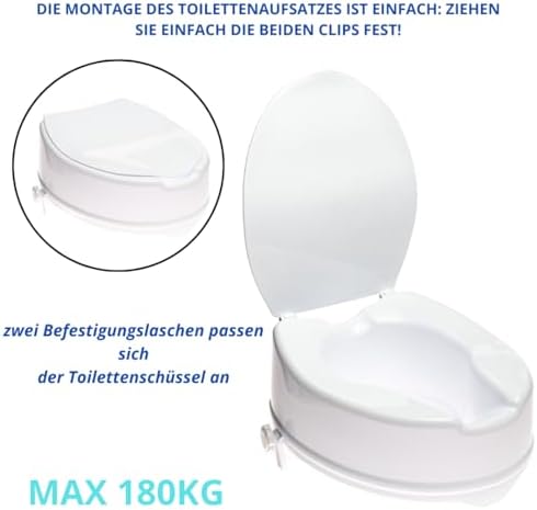 Antar Raised Toilet Seat with Lid 1400g AT51201, 10cm/3.94"