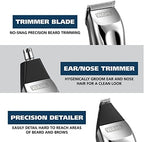 Wahl USA Rechargeable Lithium Ion All in One Beard Trimmer for Men with Detail and Ear & Nose Hair Trimmer Attachment – Model 9854-600B