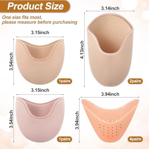 Chicingyou 8 Pairs Ballet Pointe Dance Shoe Toe Covers 4 Pair Sponge Insoles 4 Pair Gel Toe Pads Breathable Forefoot Wrap Pads Half Pad with Curved Design for High Heels Ballet (Skin Tone)