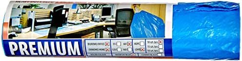 Office Products 22023322-01 Premium Bin Liners 60 L – Pack of 10 with Drawstring LDHD | Bin Bags for Household Waste for the Office | Colour: Blue | Film Thickness: 17 μm
