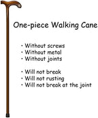 FLYDRUM Wooden Walking Cane for Men and Women, One-Piece Wood Cane, 36 Inch Wood Walking Stick for Men and Women, Ergonomic Wood Cane for Seniors