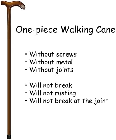 FLYDRUM Wooden Walking Cane for Men and Women, One-Piece Wood Cane, 36 Inch Wood Walking Stick for Men and Women, Ergonomic Wood Cane for Seniors