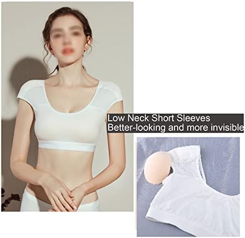 Short Sleeves with Shoulder Chest Pad Right-Angled Shoulders to Improve Slippery Narrow Collapsed Shoulders,White-1X
