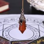 TUMBEELLUWA Hexagonal Faceted Pendant Necklace Healing Crystal Points Wrapped Pendulum Chakra Energy Stone Jewelry for Unisex