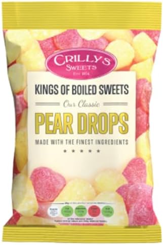 Crilly's Pear Drops is sweet, fruity pear flavour British Sweets/Candy (Pear Drops)