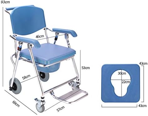 Obesity Bedside Commode Chair 3 in 1 Toilet Seat Deluxe Bath Wheelchair with Ultra-Premium Padded Non-Slip Handrail Seniors Disabled Walking Aid