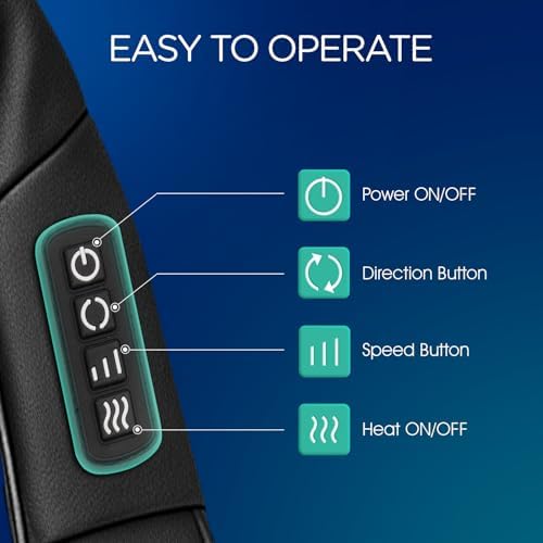 VOYOR-HEALTH Shiatsu Neck and Back Massager, Electric Deep Tissue 4D Kneading Massage for Shoulder, Lower Back, Leg and Body Muscle Pain Relief, Home & Office Use(Dark Black)