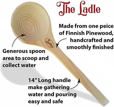 Sauna Bucket and Ladle for Beautiful Sauna Accessories, Sauna Buckets Made from Authentic Finnish Pine - 1 Gallon Sauna Bucket and Sauna Ladle for Your Sauna