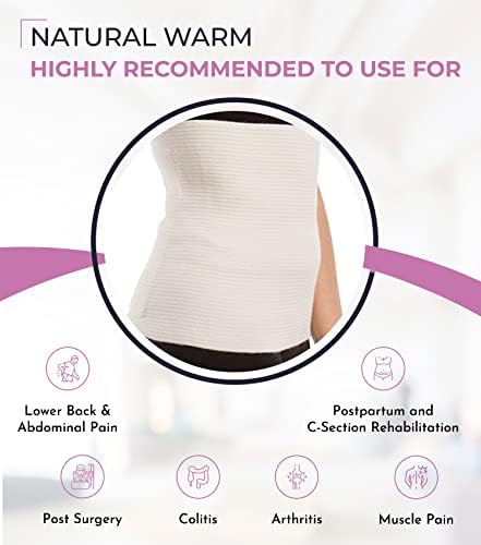 ITA-MED Unisex Wool Warming Support Abdominal Binder, Natural Therapeutic Warmth w/ 80% Wool, Medium
