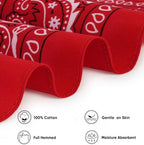Bycc Bynn 3 Pack 100% Cotton Paisley Pattern Bandanas Face Mask Square Scarf Headwear