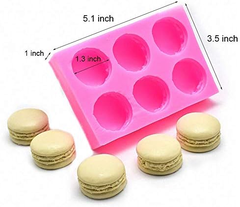MoldFun 6-Cavity 3D Macaron Hamburger Silicone Mold for Fondant, Cake/Cupcake Decorating, Baking, Gum Paste, Chocolate, Candy, Mini Soap, Bath Bomb