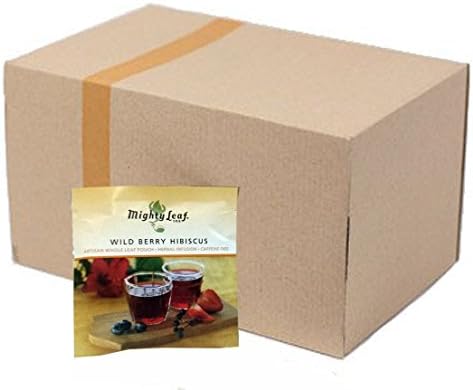 Mighty Leaf Wild Berry Hibiscus Herbal Tea – 100 Count Foil-Wrapped Silken Tea Pouches – Caffeine-Free Whole Leaf Blend with Berries & Hibiscus – Premium Herbal Tea for Hot or Iced Brewing
