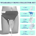 Wearable Urine Collector Bags Portable Urinals for Men, Condom Catheter Leak-Proof Reusable Silicone with 2 Catheters Bags, Male Urinal Collector for Elderly Men, Travelers (S/M, Blue)