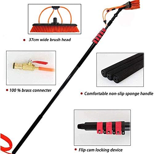 Window Cleaning Kit with Extension Pole, 3.6-11M Solar Panel Brush Water Fed, Water Fed Pole for Window Cleaning, Trucks Cleaning System & Washing Tool,12FT/3.6M