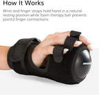 BraceAbility Anti Spasticity Splint - Contracture Stroke Resting Hand Orthosis Brace and Ball for Right or Left Cramp Relief, Twitching Pain, Recovery Therapy, Dupuytren's Treatment, Arthritis Remedy