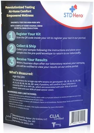 STD Hero At-Home HPV Test – Easy & Convenient Human Papillomavirus Screening for Men & Women, Quick Results for HPV Detection and Early Awareness
