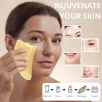 Gua Sha Scraping Massage Tool, Natural Horn Guasha Tool for Face and Body Skin Care, Gua Sha Scraping Board Deep Tissue Massager Muscle Relief Scraper for Jawline Sculpting Puffiness Reducing (2PC)