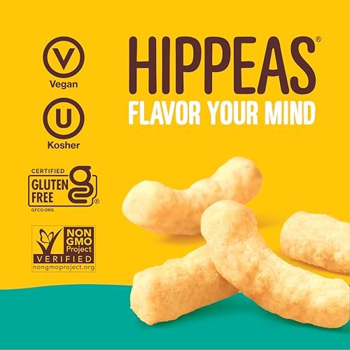 Hippeas Chickpea Puffs, Flavor Blast: White Cheddar Explosion, 0.75 Ounce (Pack of 18), 3g Protein, 2g Fiber, Vegan, Gluten-Free, Crunchy, Plant Protein Snacks