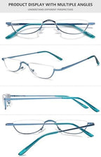 Half Moon Reading Glasses Semi Round Men Women Metal Readers Clear Lens Slim Half Frame Eyeglasses