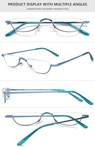 Half Moon Reading Glasses Semi Round Men Women Metal Readers Clear Lens Slim Half Frame Eyeglasses