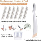 6 Pack Replacement Heads for Finishing Touch Flawless Dermaplane Glo Facial Exfoliation Tool, Replacement Blades for Flawless Dermaplane Razor- Include Replace Tray + Clean Brush