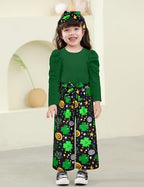MIGU Toddler Girl Clothes,Girls Fashion Clothes Puff Sleeves Shirt Pants Headband 3Pcs Girls Gifts Sets