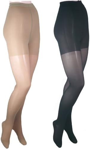 GABRIALLA Graduated Compression Sheer Pantyhose (20-22 mmHg) H-150 2 Pack