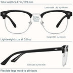 CCVOO 3 Pack Reading Glasses Blue Light Blocking, Retro Semi Rimless Readers for Men Women, Round Eyewear Filter UV400