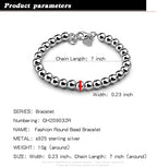 H&Beautimer 925 Sterling Silver 4-10MM Ball Chain Bracelet For Women's - Italian Handmade Bead Chain Bracelet 5''5.7''6.3''6.7''7.5''8''8.3''8.5''9 Inch Rose Gold Party Jewelry