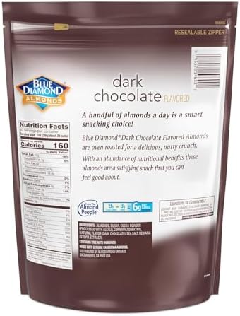 Blue Diamond Almonds, Oven Roasted Dark Chocolate Flavored Snack Nuts Perfect for Snacking, On-the-go, Lunches and More, 40 oz.