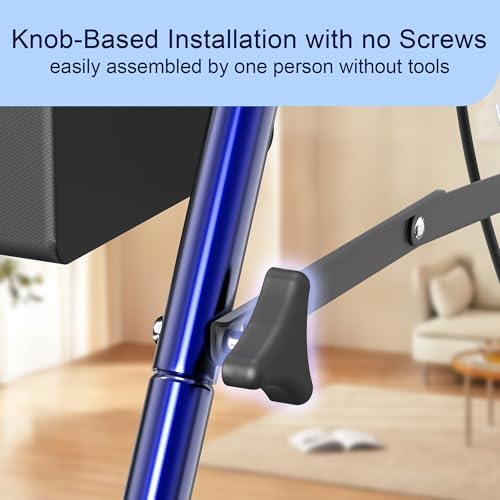 Foldable Rollator Walker with Seat for Seniors, Easy Folding & One-Hand Carry, Walkers for Seniors-All-Terrain Wheels, Height Adjustable Lightweight Rolling Walker for Elderly, Blue